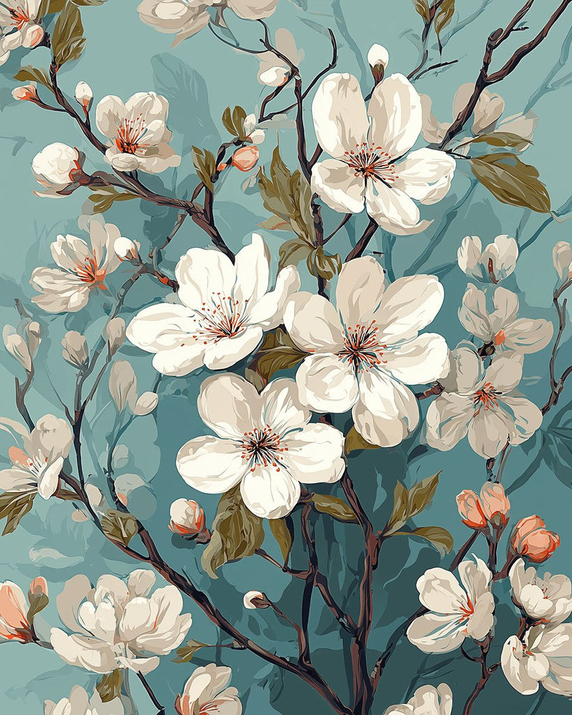 Flores de Manzano Blanco Pintar por Números