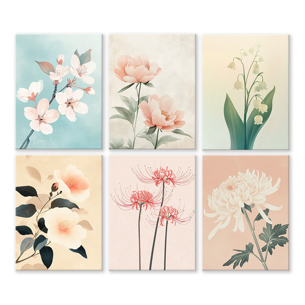 Flores de Tipos Diferentes 6 Partes Mini Pintar por Números
