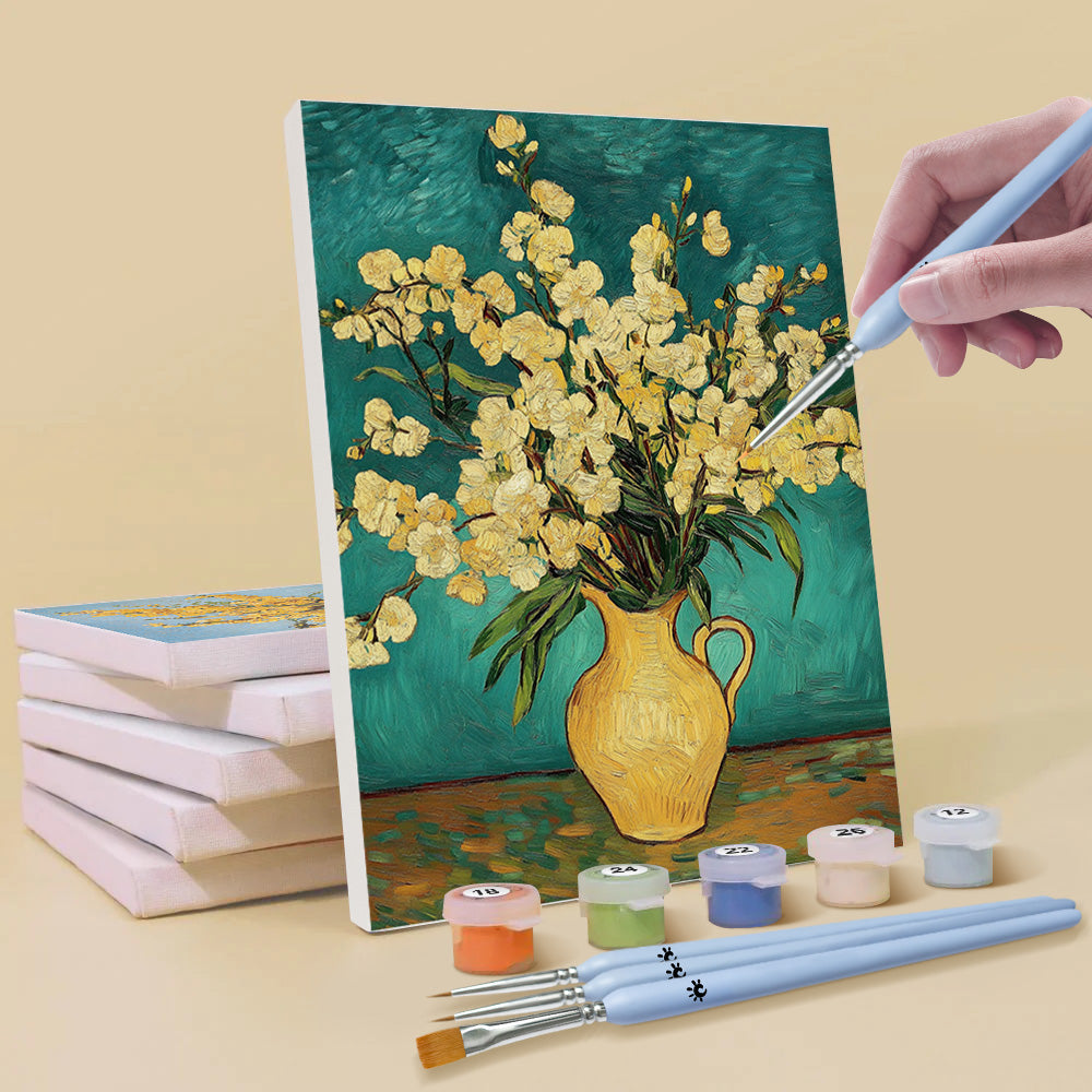 Flores en Floreros al Estilo de Van Gogh 6 Partes Mini Pintar por Números
