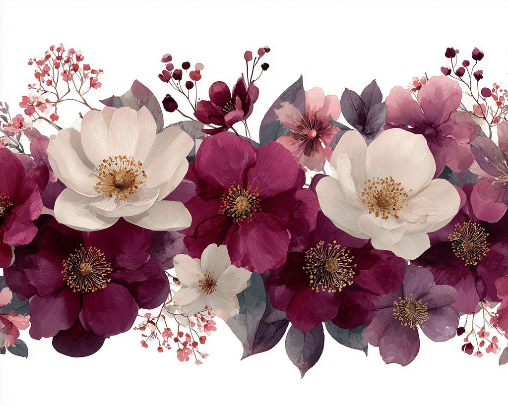 Flores Moradas y Blancas Pintar por Números