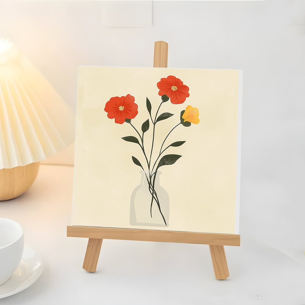 Flores Pequeñas en Florero de Vidrio Mini Pintar por Números