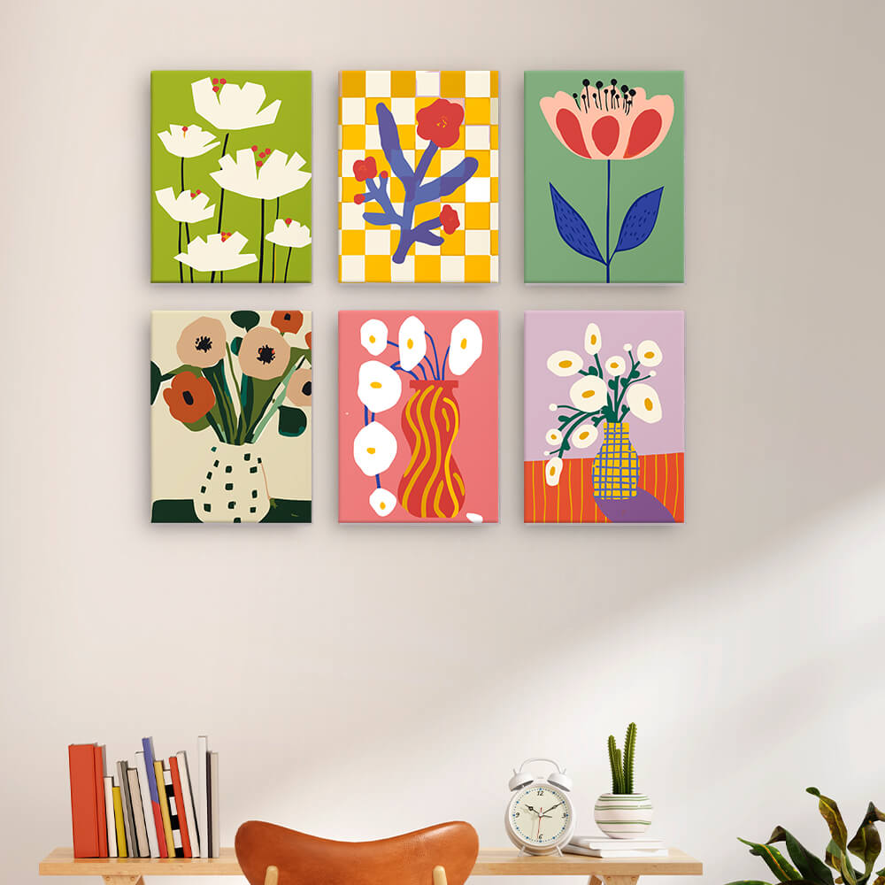 Flores Pequeñas Simples 6 Partes Mini Pintar por Números