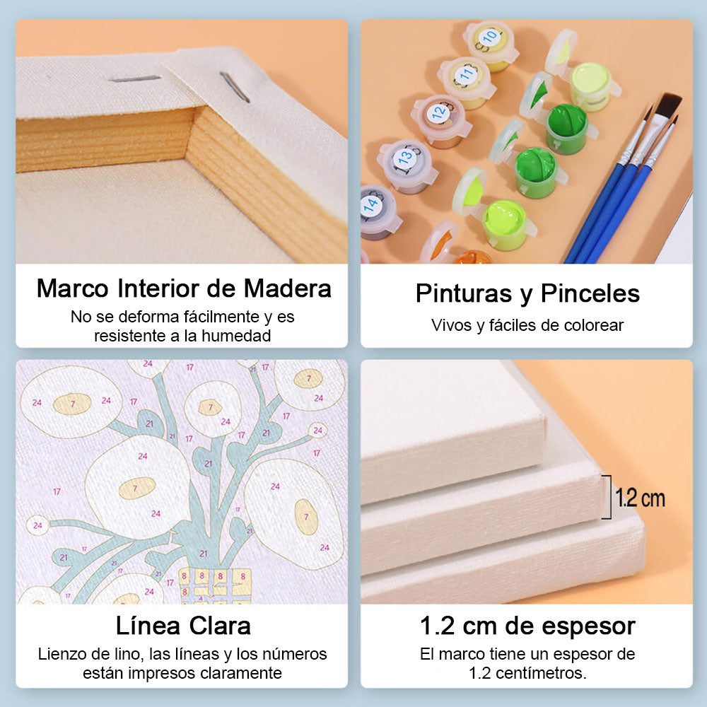 Flores Pequeñas Simples 6 Partes Mini Pintar por Números