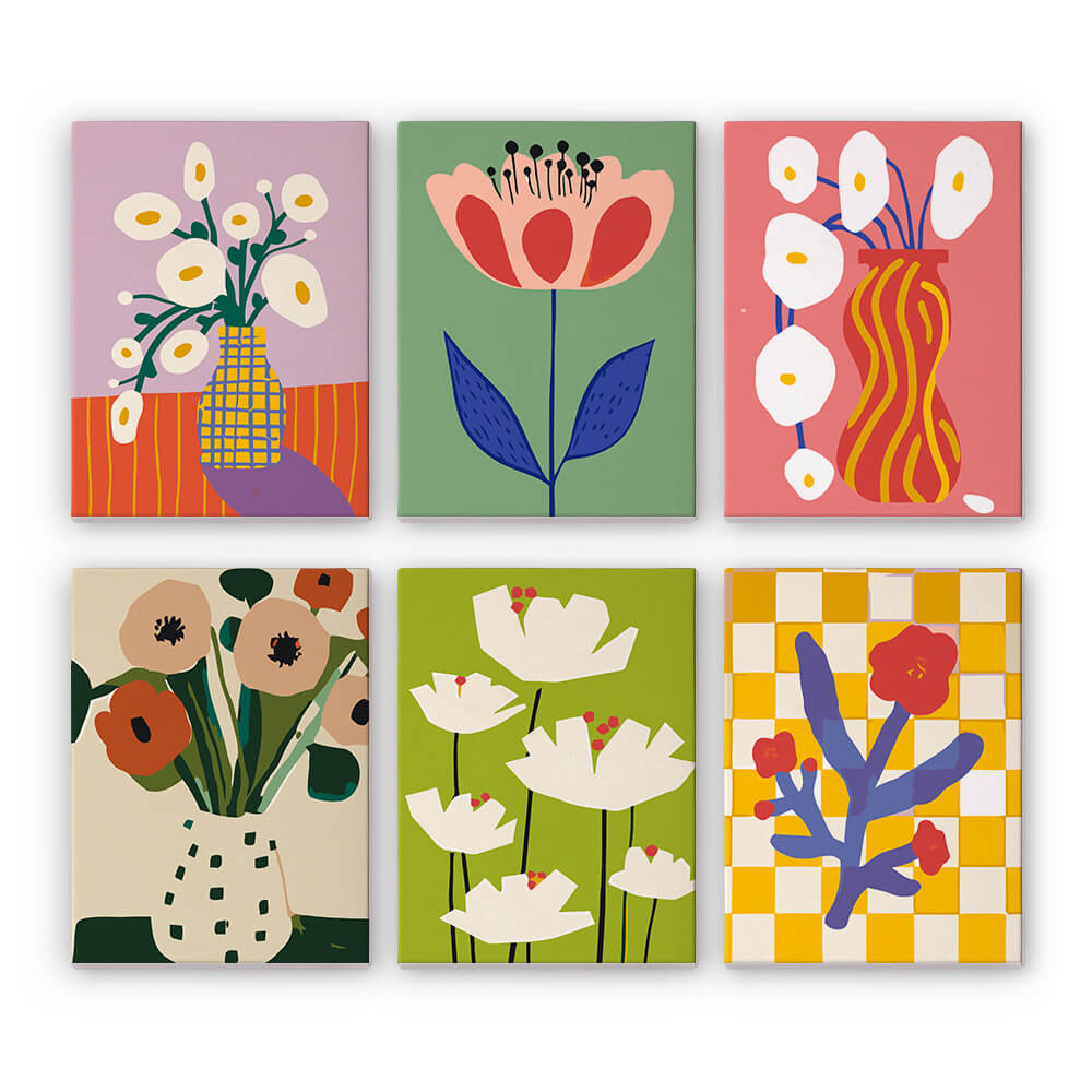 Flores Pequeñas Simples 6 Partes Mini Pintar por Números