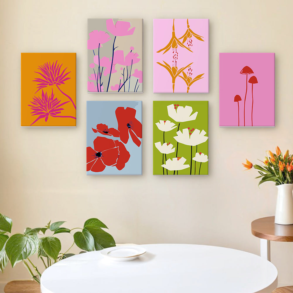 Flores Sencillas 6 Partes Mini Pintar por Números