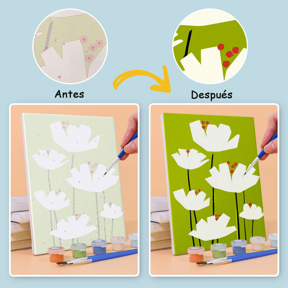 Flores Sencillas 6 Partes Mini Pintar por Números