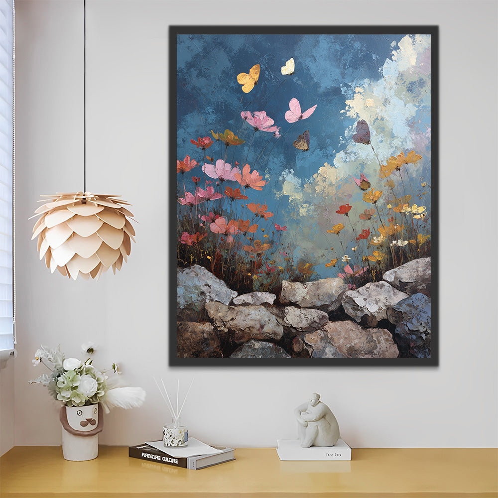 Flores Silvestres en las Grietas de Rocas Pintar por Números