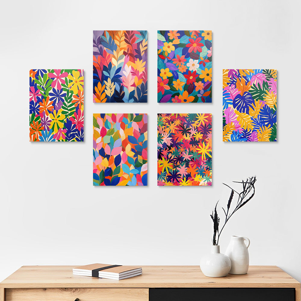 Flores y Hojas Bonitas en el Otoño 6 Partes Mini Pintar por Números