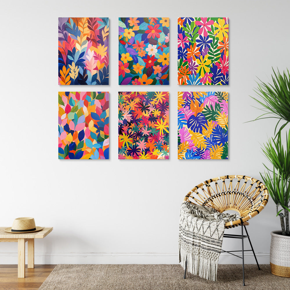Flores y Hojas Bonitas en el Otoño 6 Partes Mini Pintar por Números