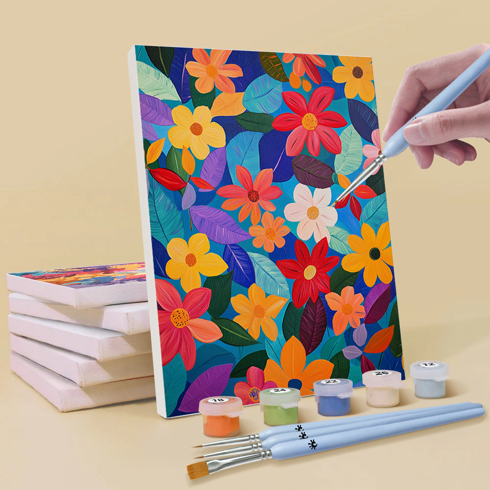 Flores y Hojas Bonitas en el Otoño 6 Partes Mini Pintar por Números