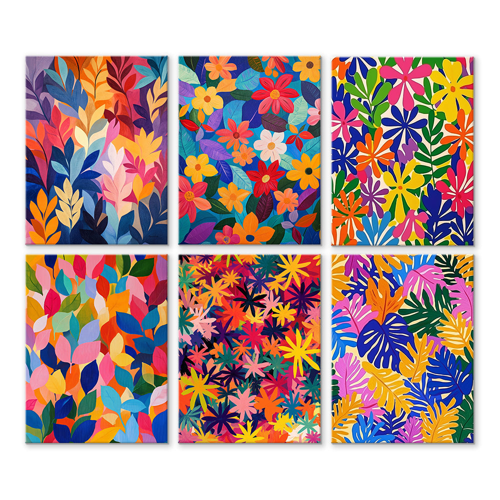 Flores y Hojas Bonitas en el Otoño 6 Partes Mini Pintar por Números