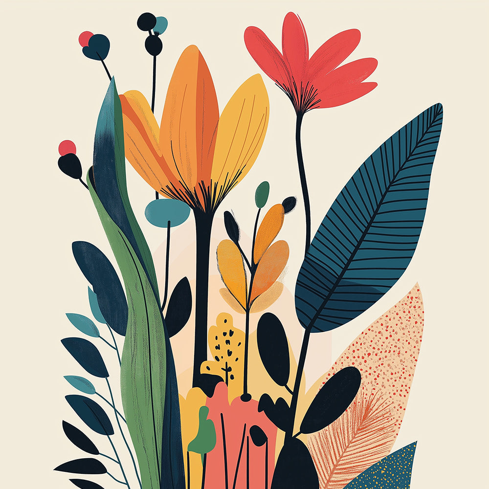Flores y Hojas Bonitas Mini Pintar por Números