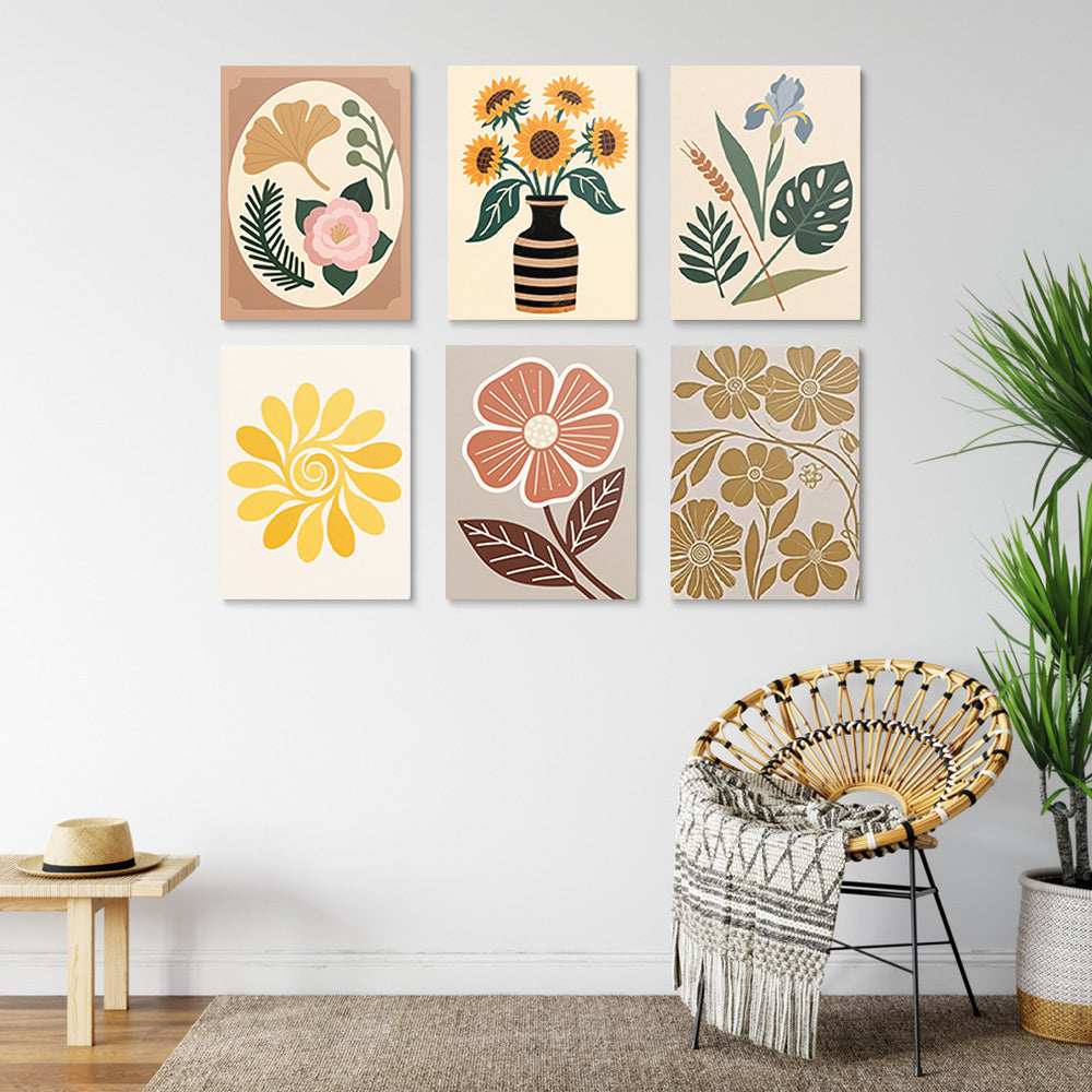 Flores y Hojas de Otoño 6 Partes Mini Pintar por Números