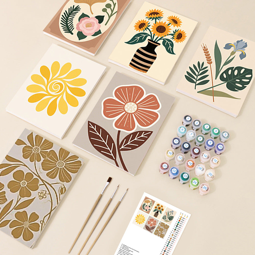 Flores y Hojas de Otoño 6 Partes Mini Pintar por Números