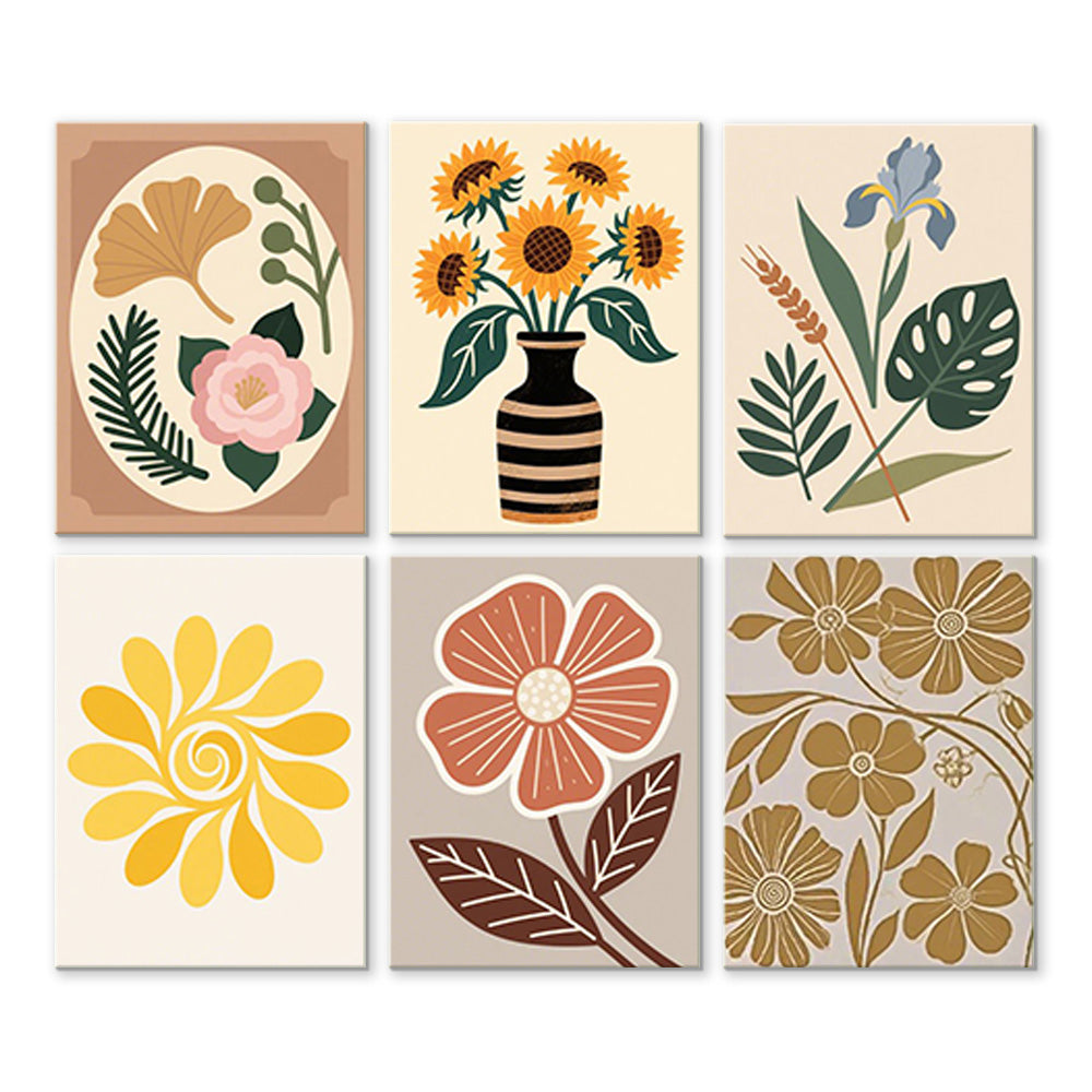 Flores y Hojas de Otoño 6 Partes Mini Pintar por Números