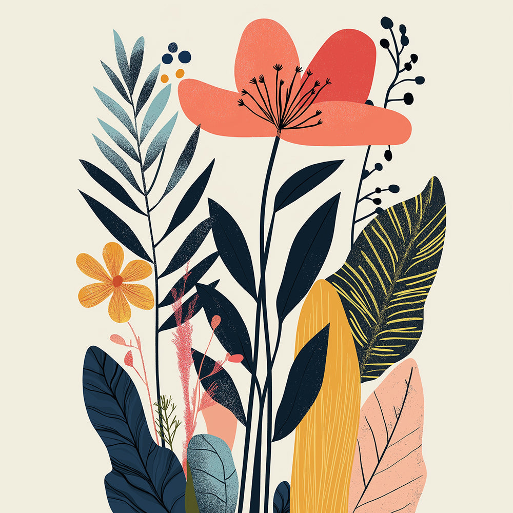 Flores y Hojas de Primavera Mini Pintar por Números