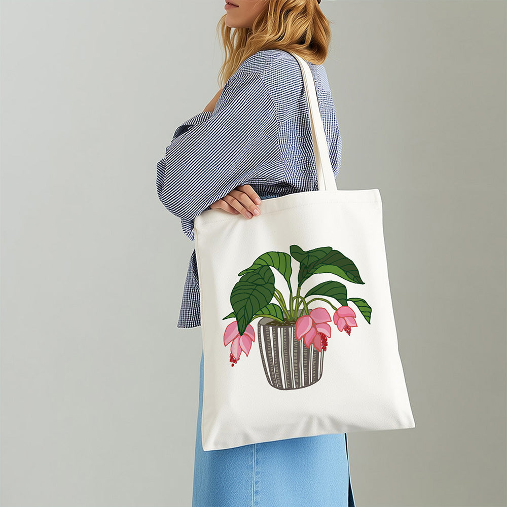 Flores y Hojas en Jarrón de Vidrio Bolsa de Lienzo Pintar por Números