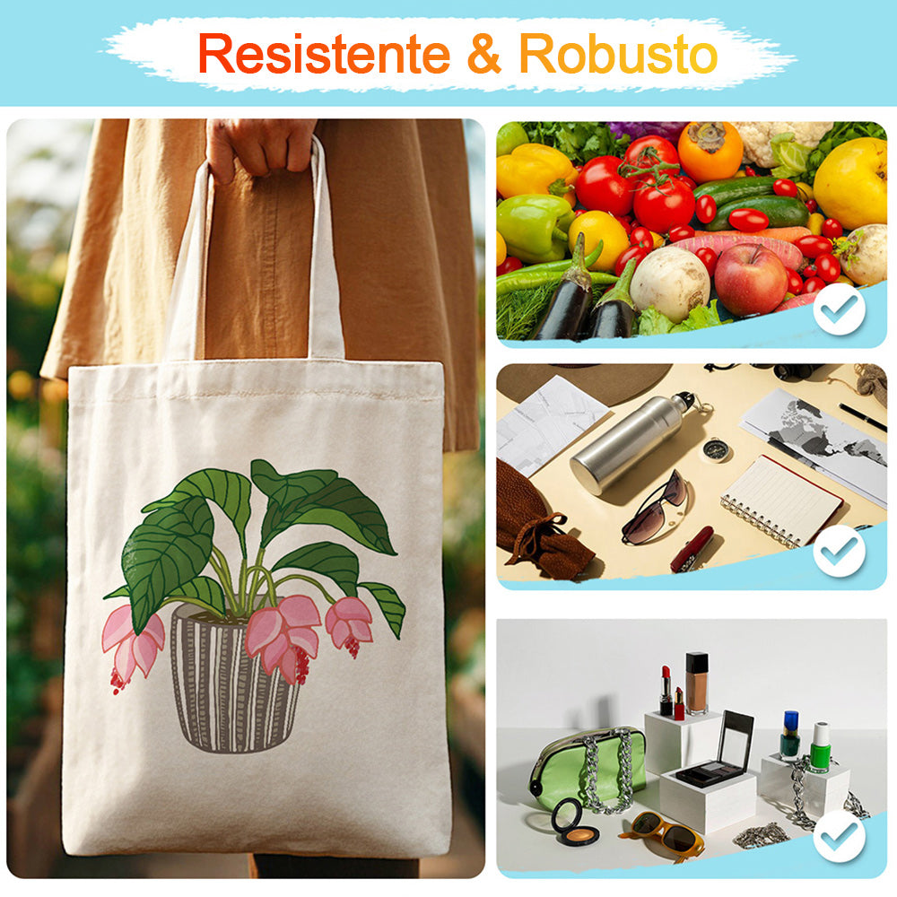 Flores y Hojas en Jarrón de Vidrio Bolsa de Lienzo Pintar por Números