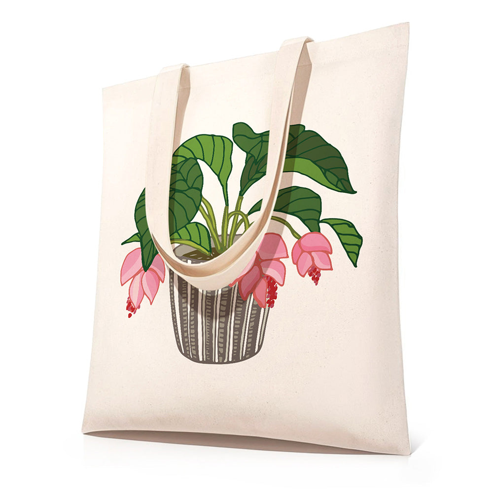 Flores y Hojas en Jarrón de Vidrio Bolsa de Lienzo Pintar por Números