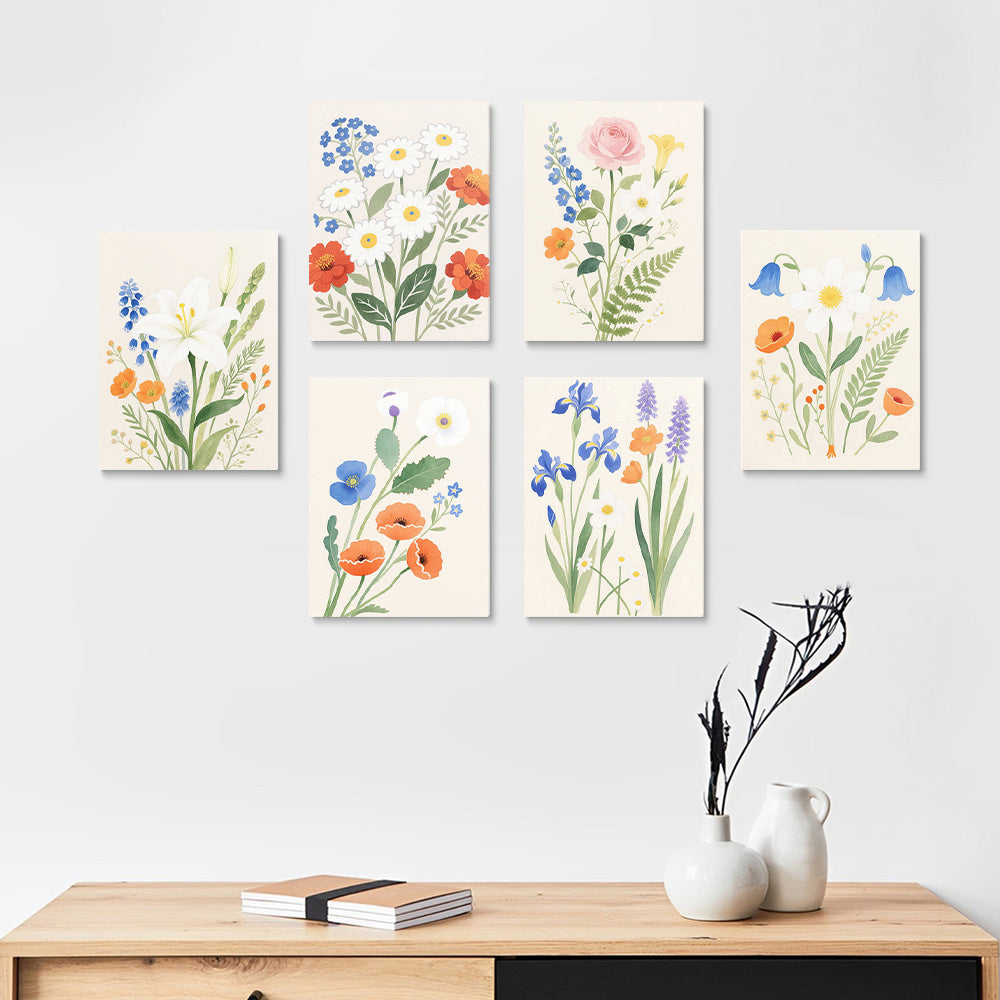 Flores y Hojas Simples y Puras 6 Partes Mini Pintar por Números