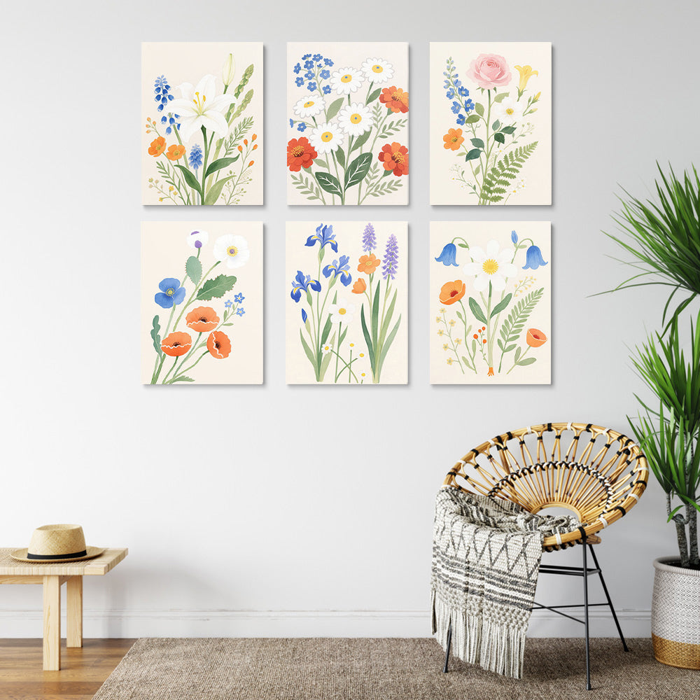 Flores y Hojas Simples y Puras 6 Partes Mini Pintar por Números