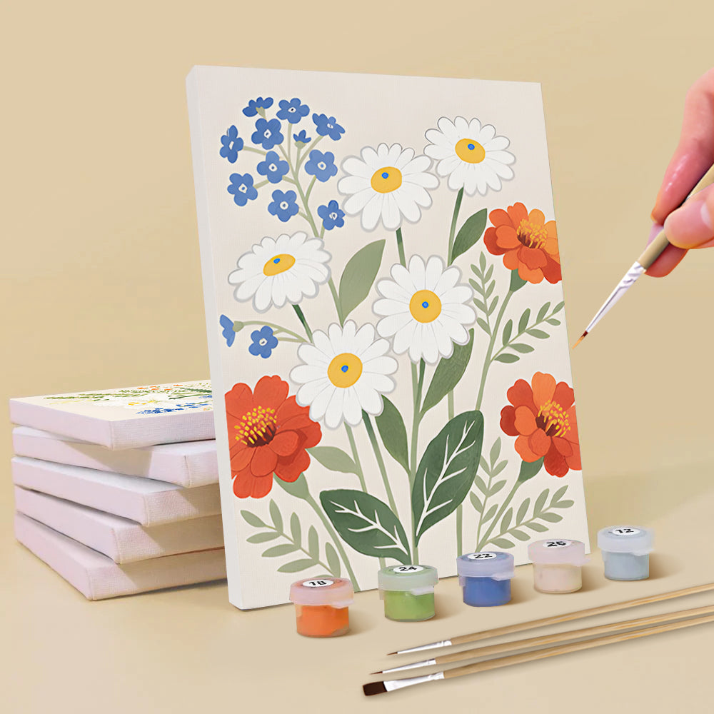 Flores y Hojas Simples y Puras 6 Partes Mini Pintar por Números