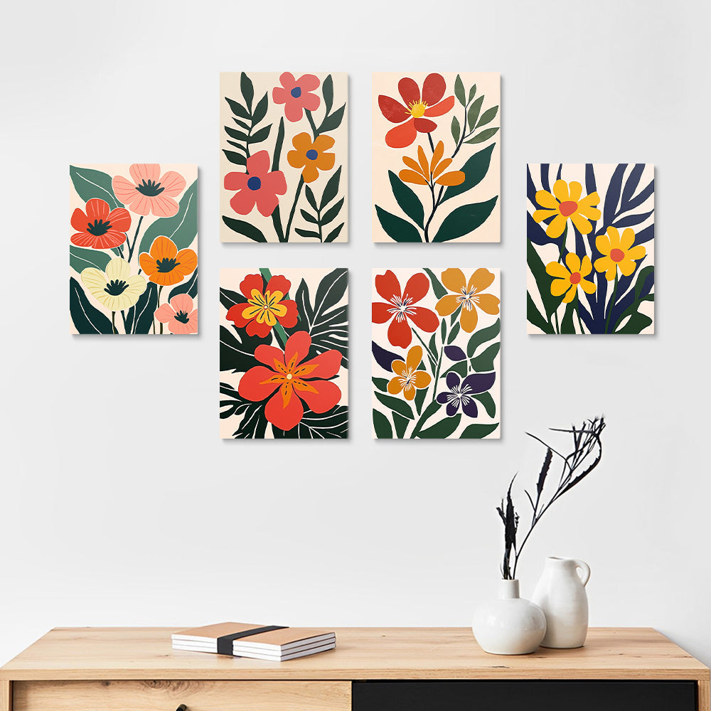 Flores y Hojas Verdes 6 Partes Mini Pintar por Números