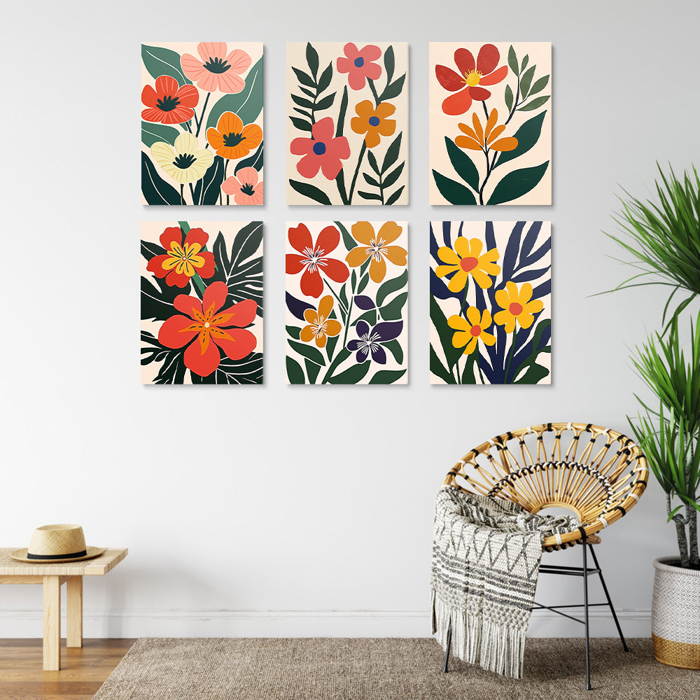 Flores y Hojas Verdes 6 Partes Mini Pintar por Números