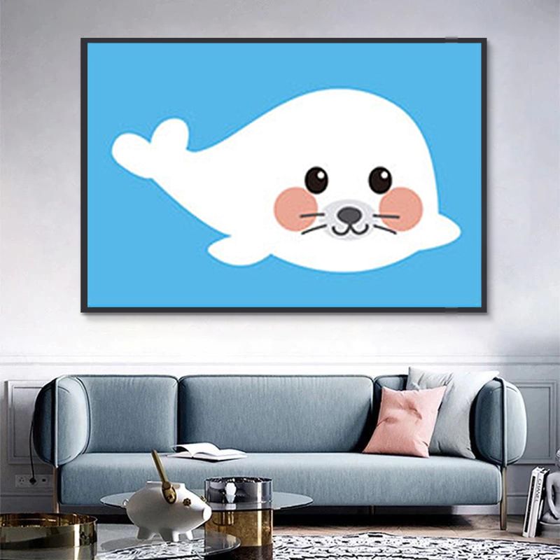 Foca Blanca Adorable Pintar por Números Niños