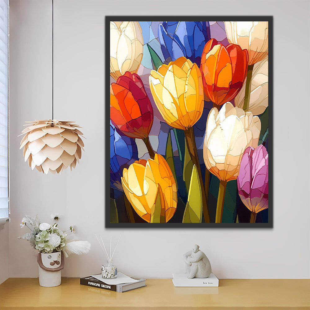 Fondo Bonito de Ramo de Tulipanes Coloridos Pintar por Números