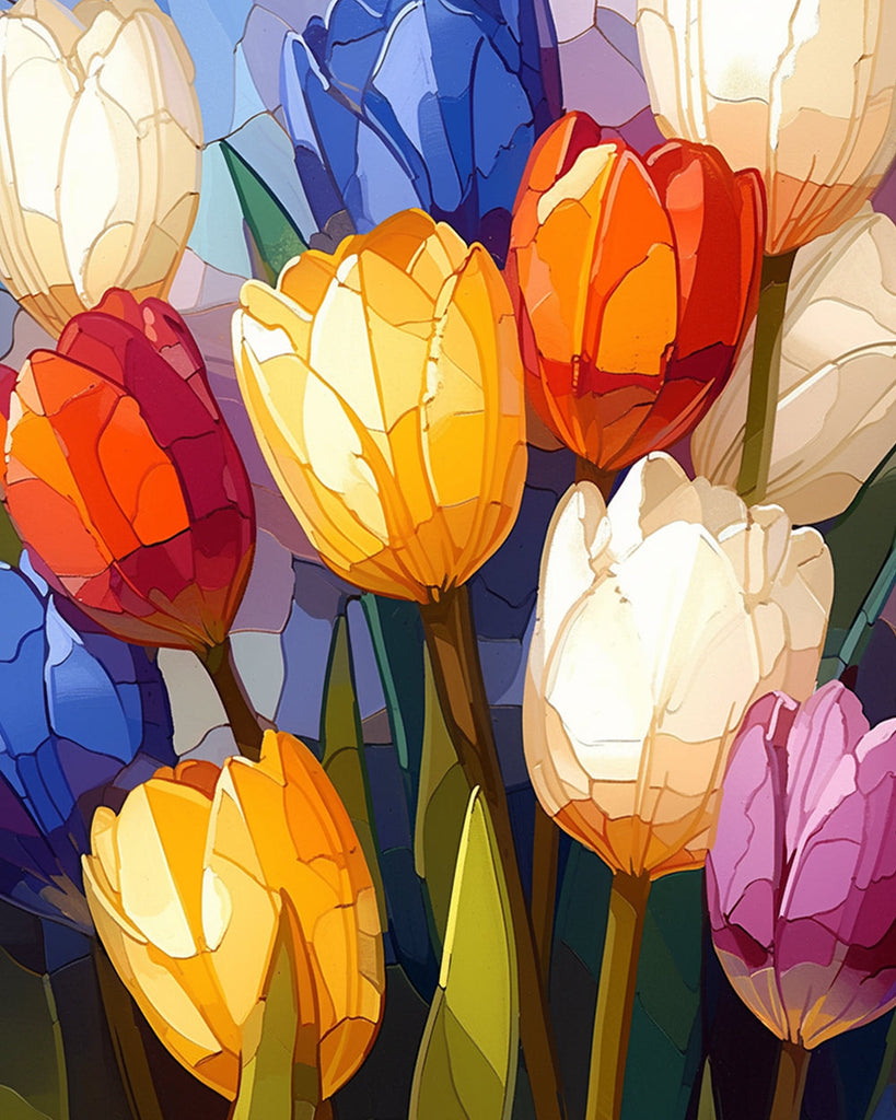 Fondo Bonito de Ramo de Tulipanes Coloridos Pintar por Números