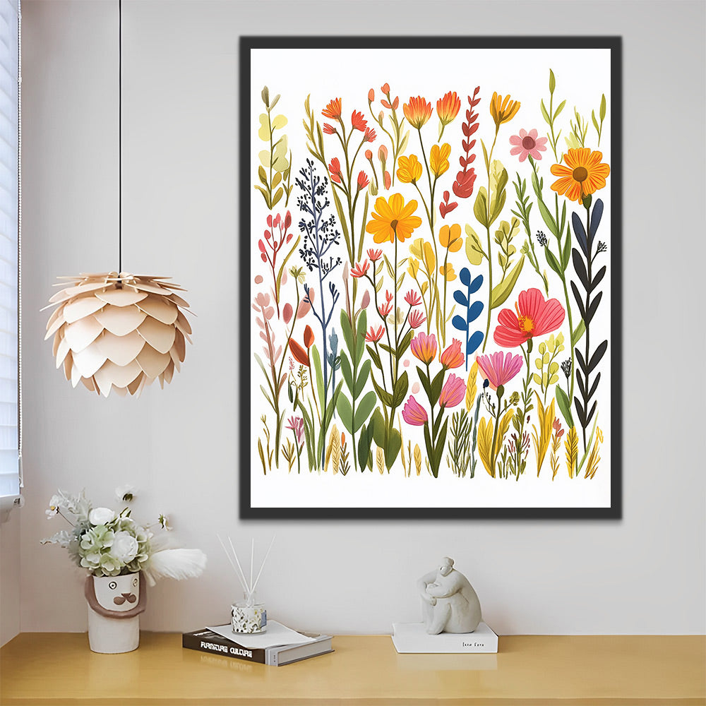 Fondo Floral de Flores y Hojas Pintar por Números