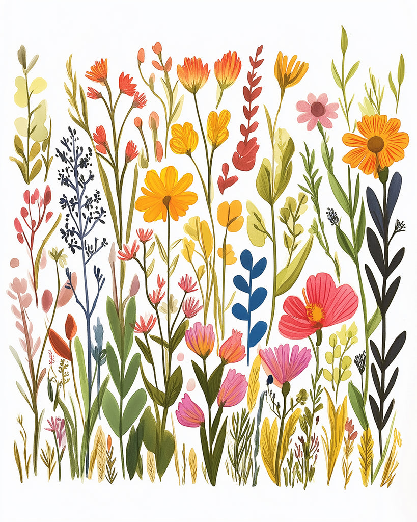 Fondo Floral de Flores y Hojas Pintar por Números