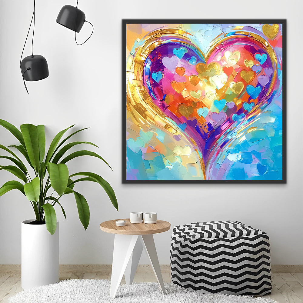 Forma de Corazón de Corazones Pequeños Coloridos Pintar por Números