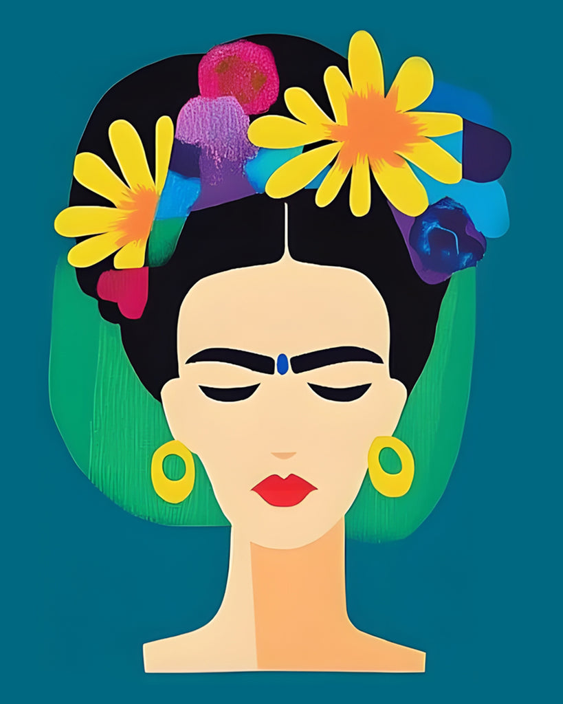 Frida Kahlo con Flores sobre la Cabeza Pintar por Números