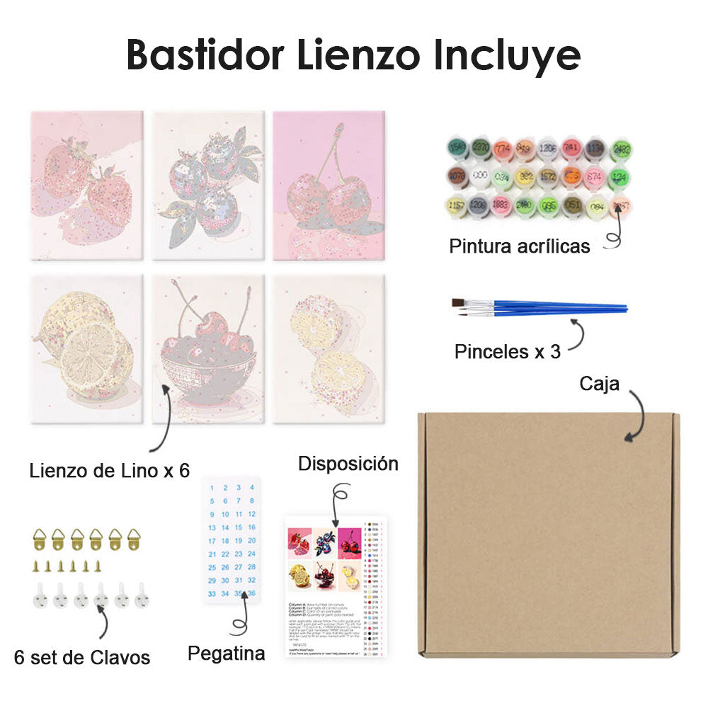 Fruta Metálica 6 Partes Mini Pintar por Números