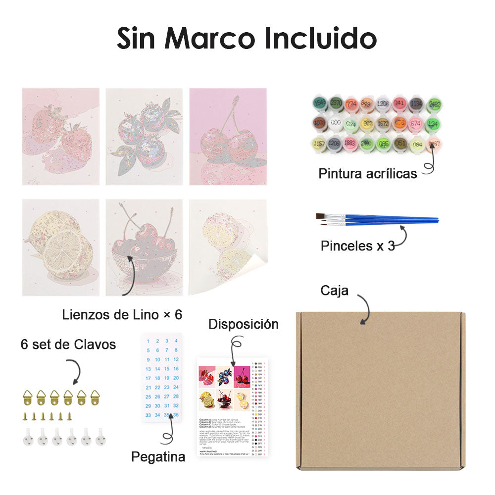 Fruta Metálica 6 Partes Mini Pintar por Números