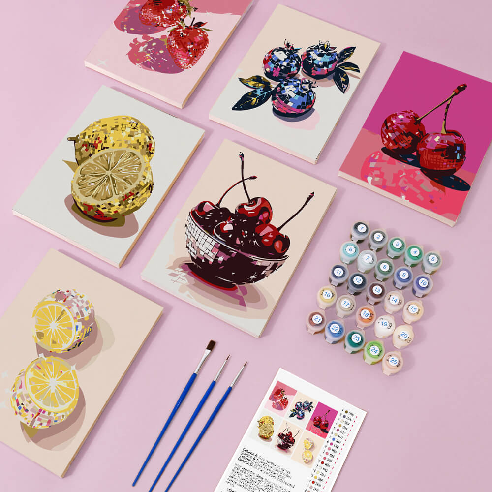 Fruta Metálica 6 Partes Mini Pintar por Números