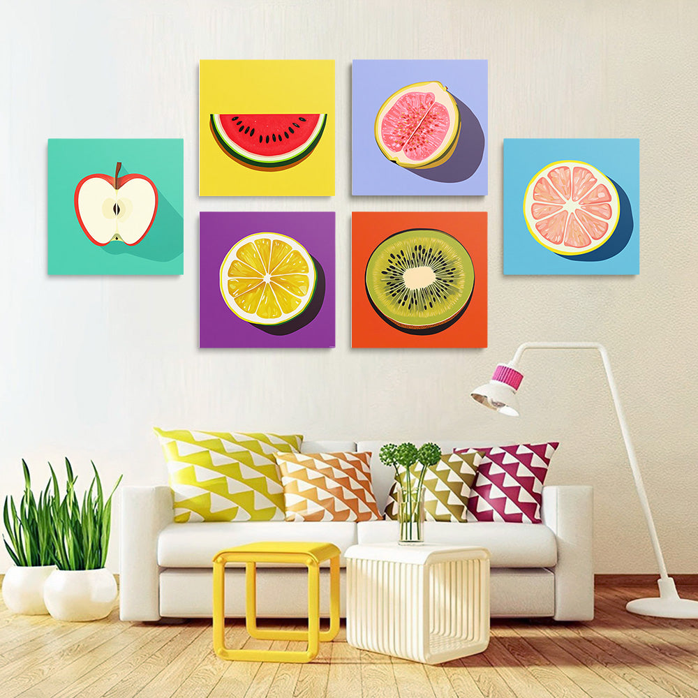 Frutas Frescas 6 Partes Mini Pintar por Números