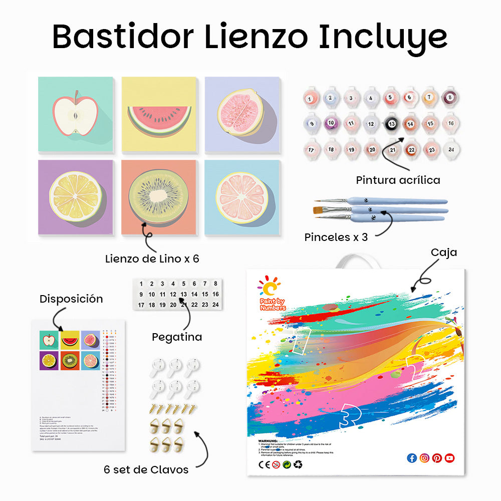 Frutas Frescas 6 Partes Mini Pintar por Números
