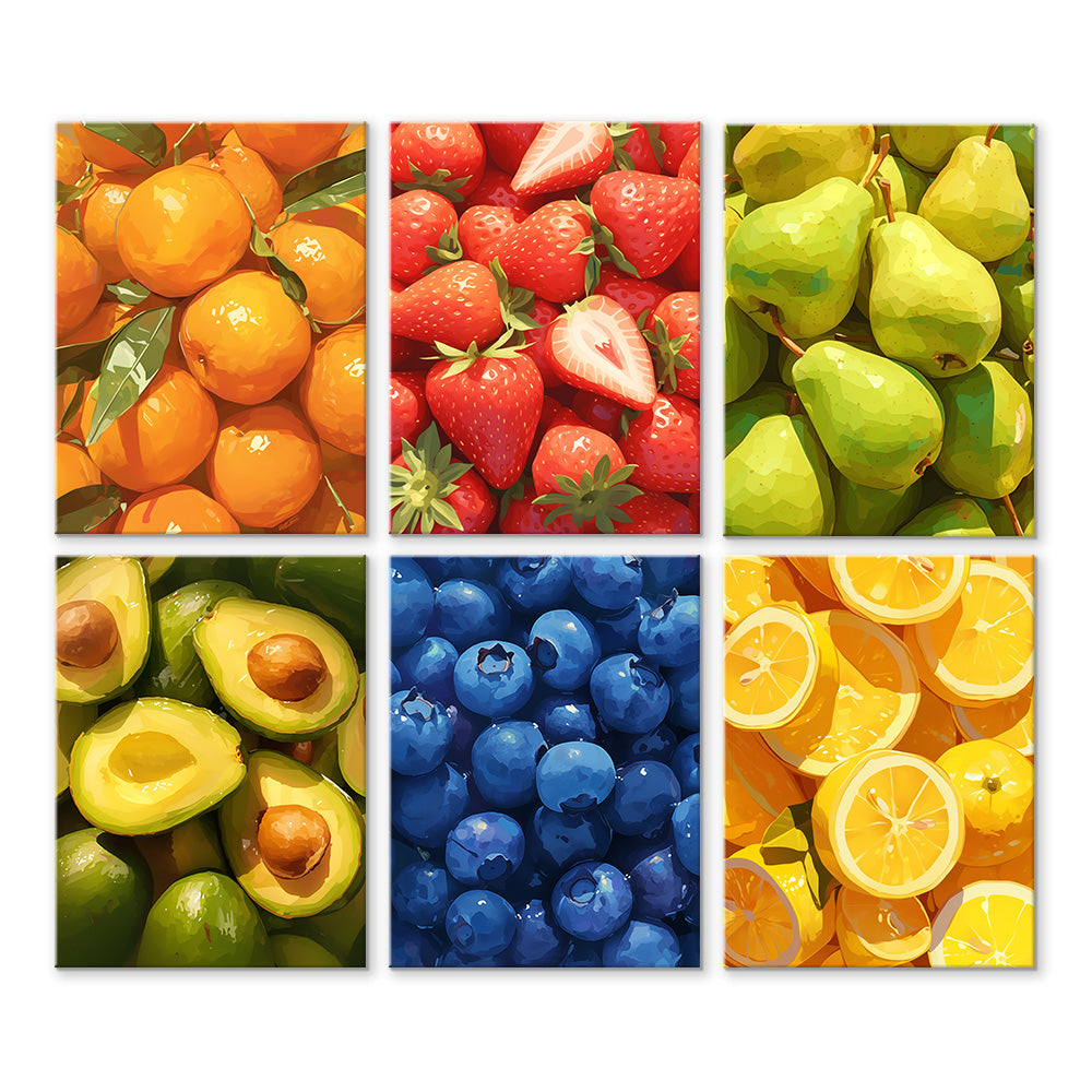 Frutas Frescas Diversas 6 Partes Mini Pintar por Números