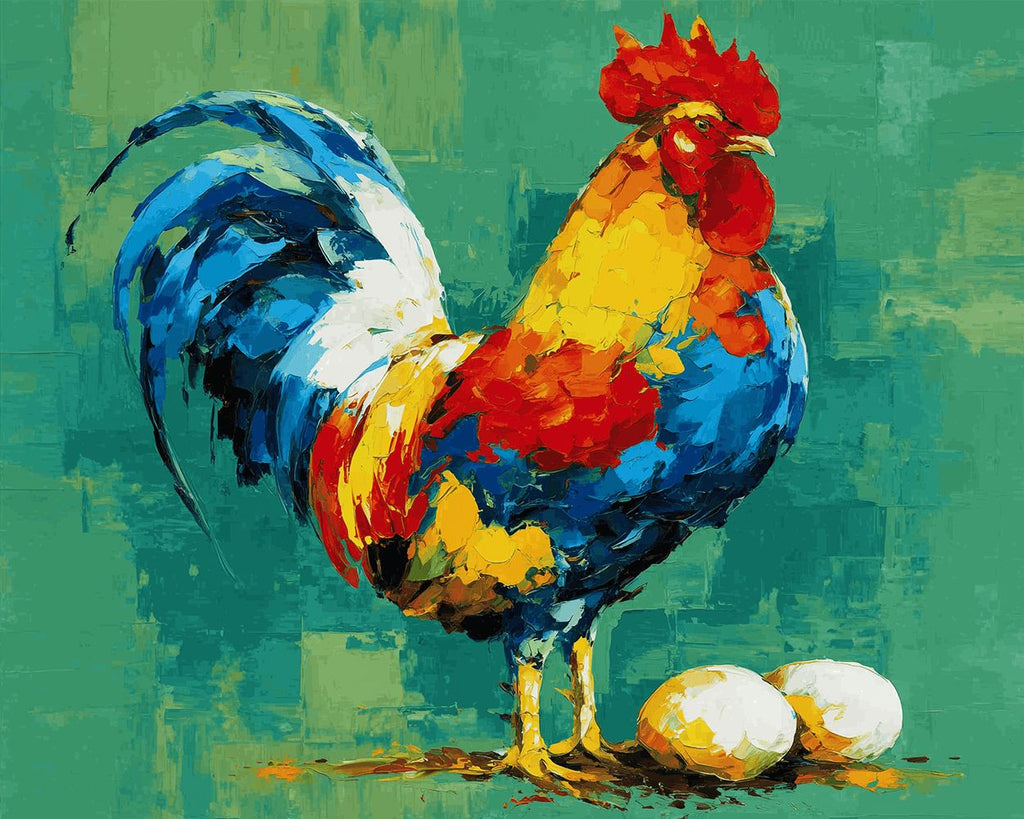 Gallo y Huevos Colorido Pintar por Números