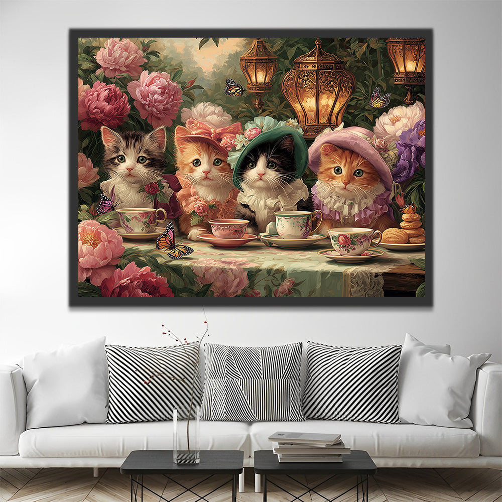 Gatas en el Jardín de Peonías Pintar por Números