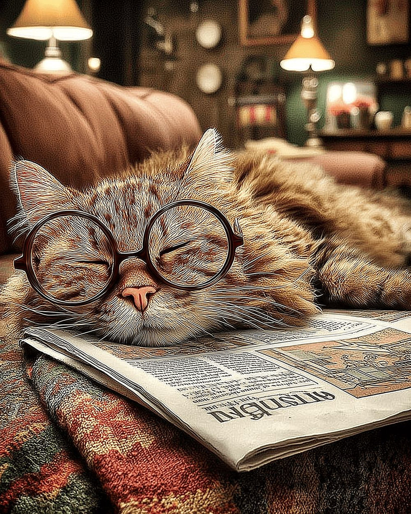 Gatito Durmiendo sobre Periódico Pintar por Números