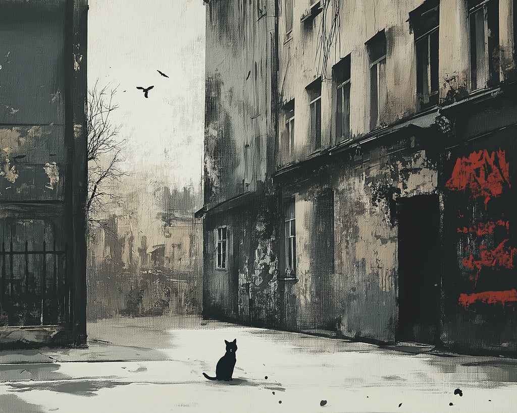 Gatito Negro en el Callejón Despoblado Pintar por Números