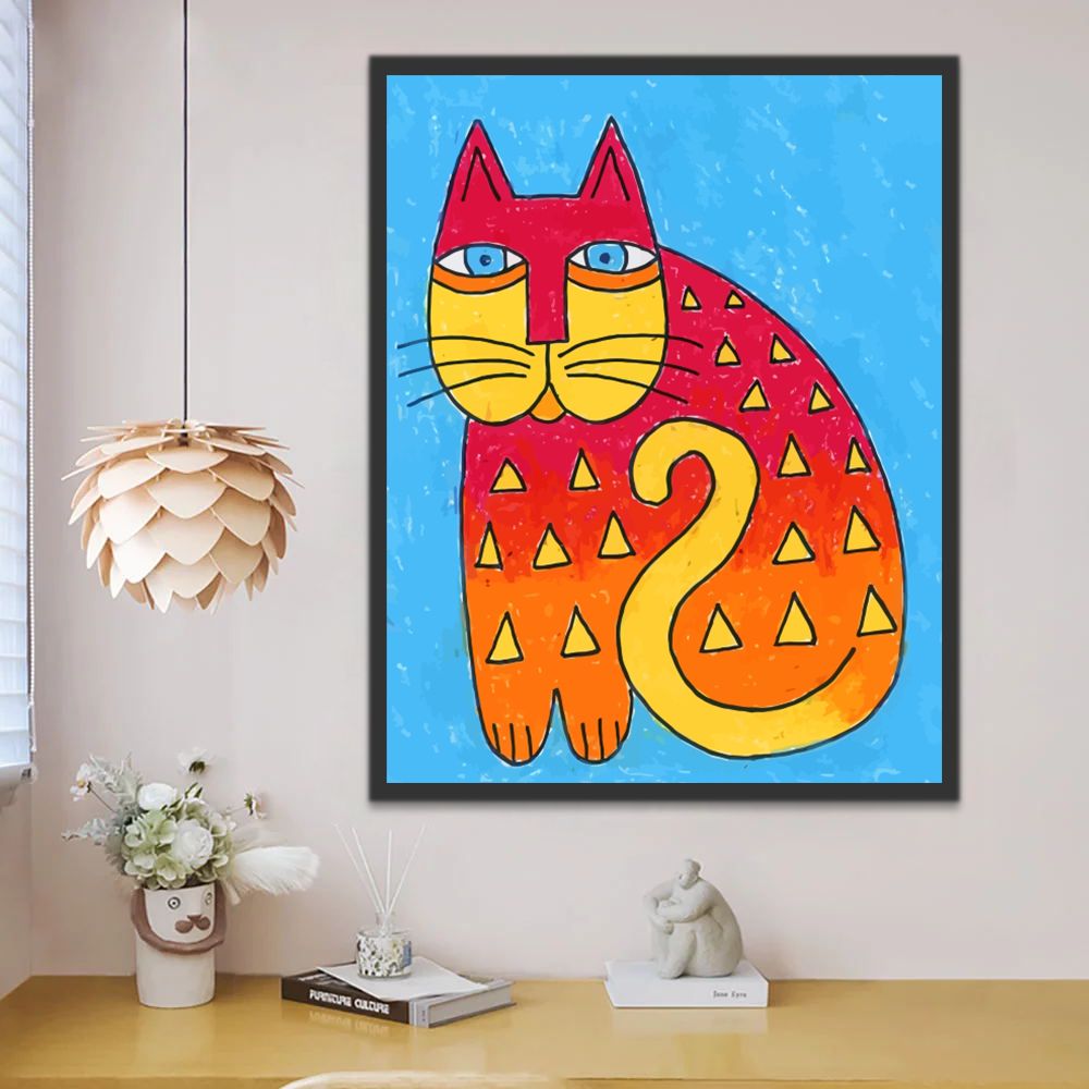 Gato Abstracto Pintar por Números Niños