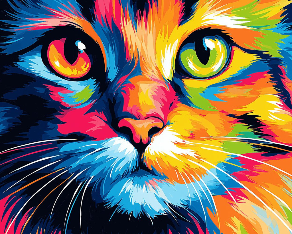 Gato Colorido con Ojos Diferentes Pintar por Números