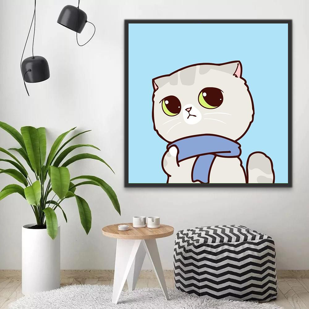 Gato con Bufanda Pintar por Números Niños