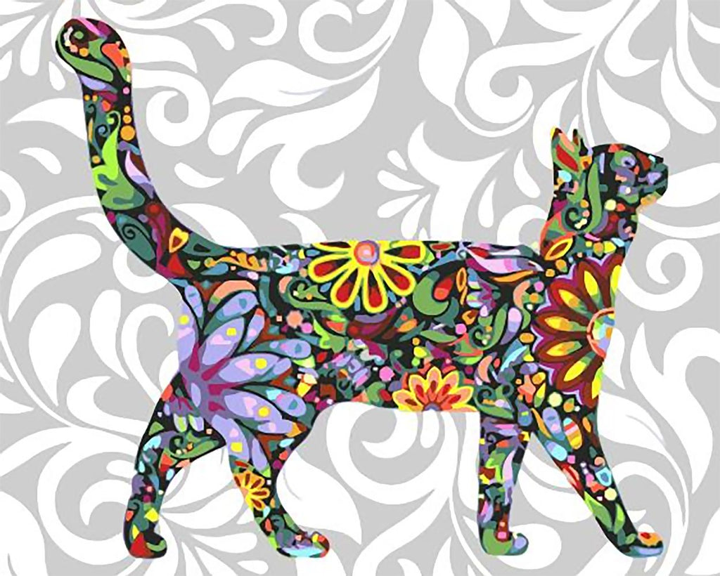 Gato y Mariposa en el Tulipán Pintar por Números