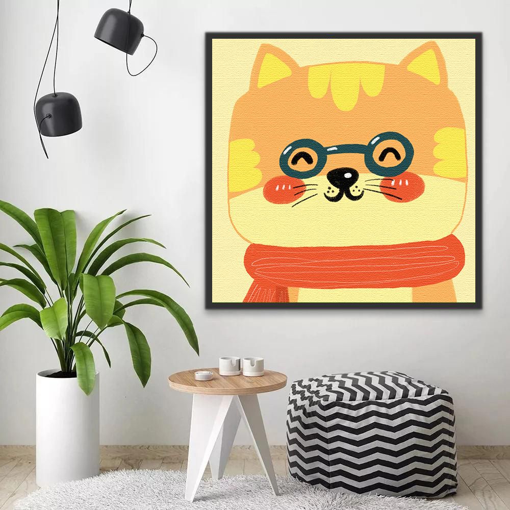 Gato con Gafas y Bufanda Pintar por Números Niños